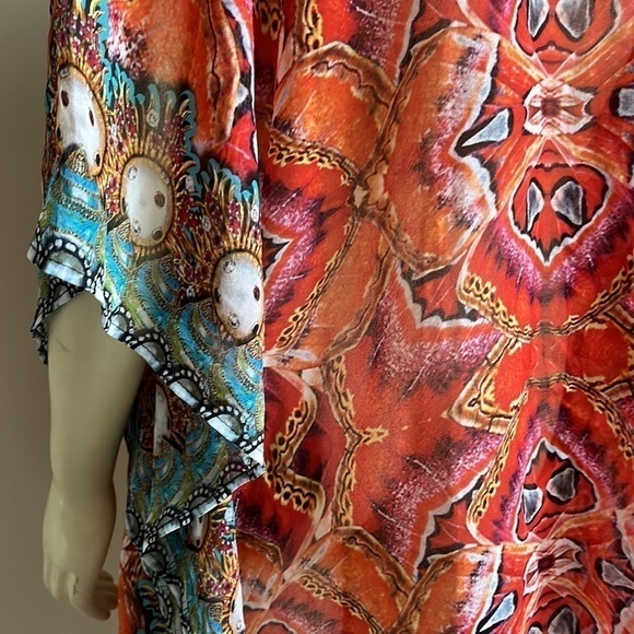 Akaru Women’s Sheer Beach Coverup Tunic Dress Multicolored Multi Print XL - Picture 9 of 15